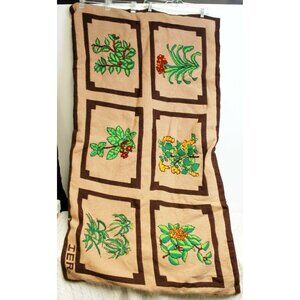 Vtg 1976 IER Handmade Wool Needlepoint 5' Floor Covering Rug Flower Brown Square